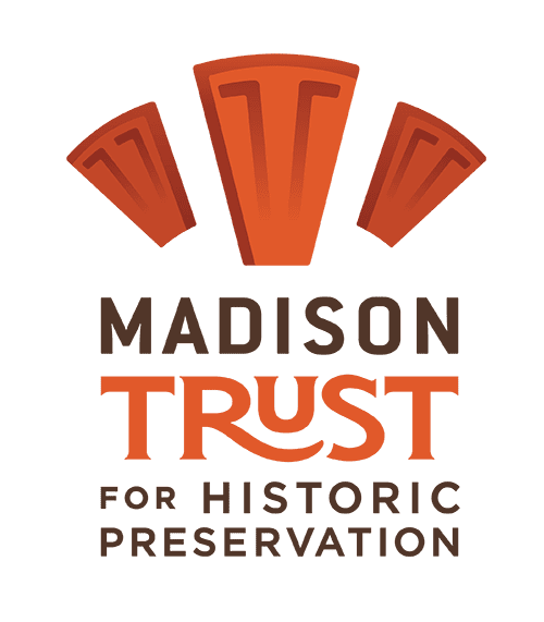 Madison Trust for Historic Preservation logo with orange architectural elements and text.