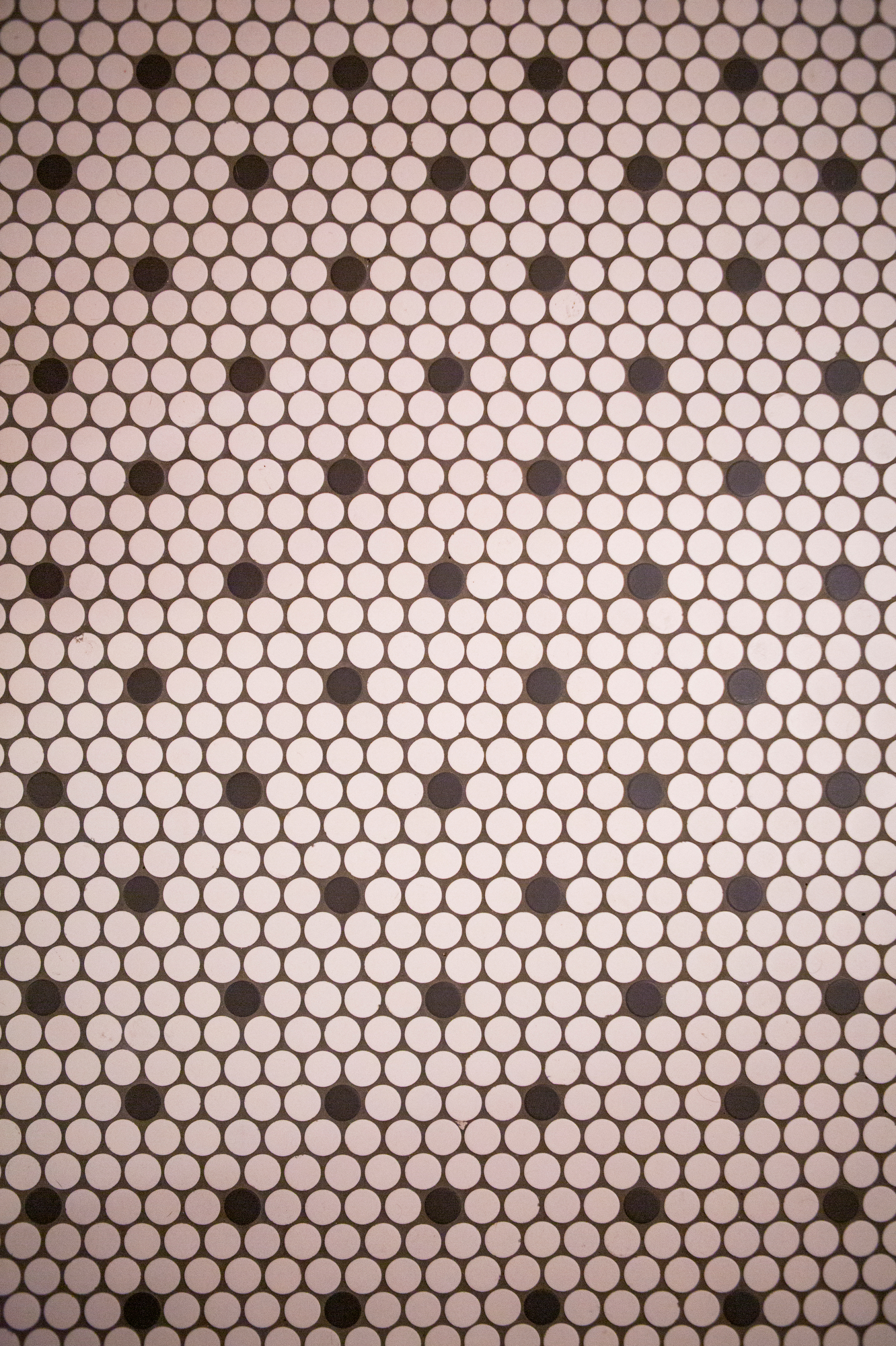 Penny tile pattern with white and dark gray circles.